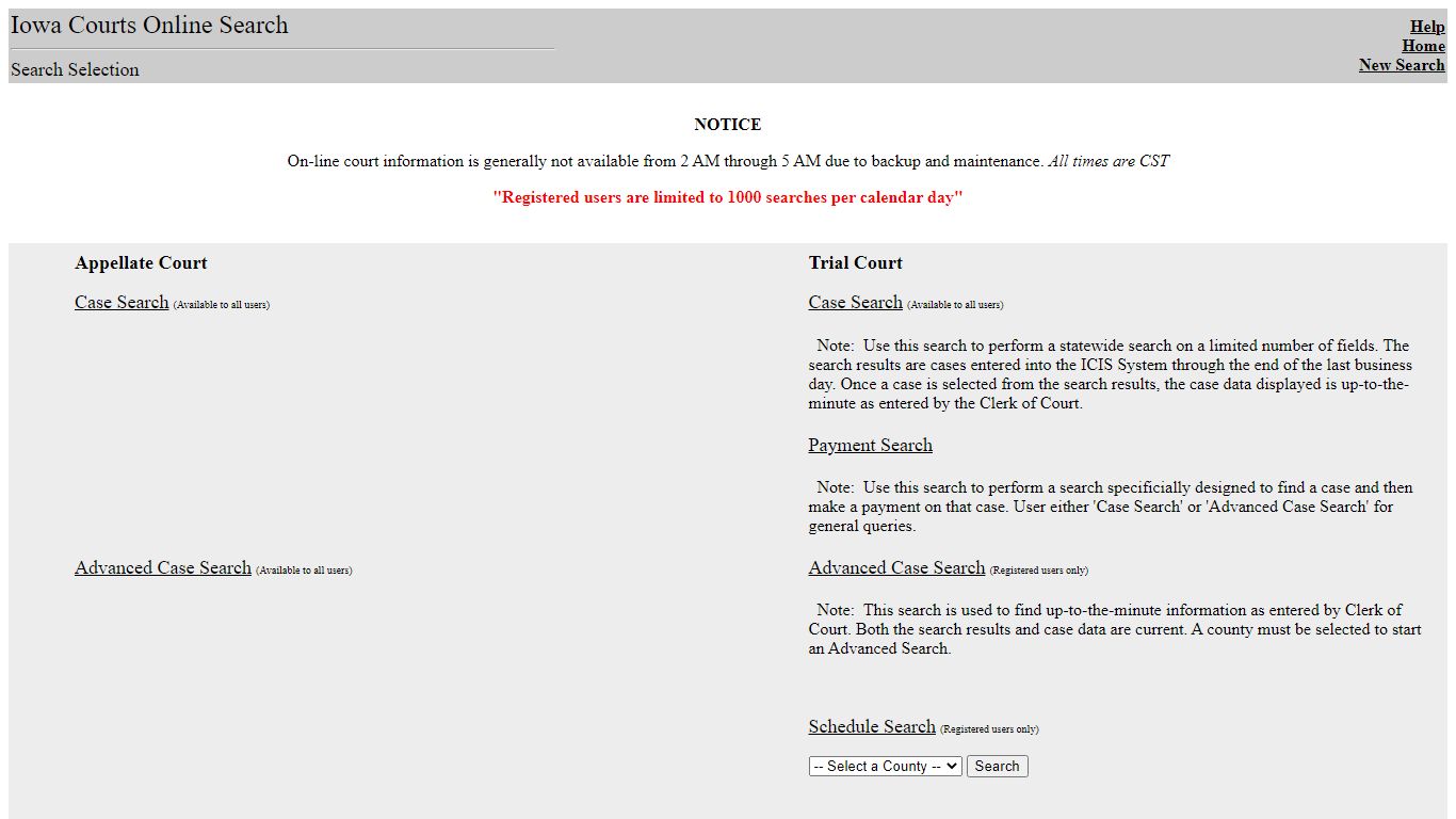 Iowa Courts Online Search